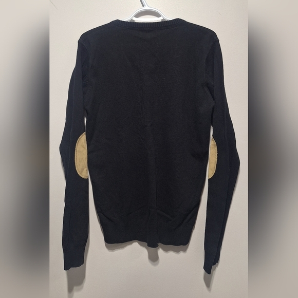 Jack & Jones Men's Black Sweater with Tan Elbow Patches - Picture 3 of 3
